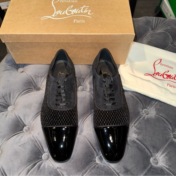 New Size 42 Christian Louboutin Greggo Chick Flat Oxfords Black - Picture 3 of 9